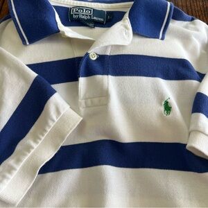 Vintage Polo Ralph Lauren Shirt Men Large White Blue Striped Polo 90s Y2K